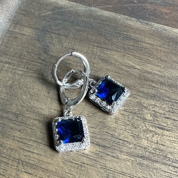 Neiman Marcus Jewelry - 18k GP stamped lab made sapphire earrings